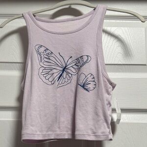 American Eagle Outfitters Lavender Tank Top with Butterfly Design